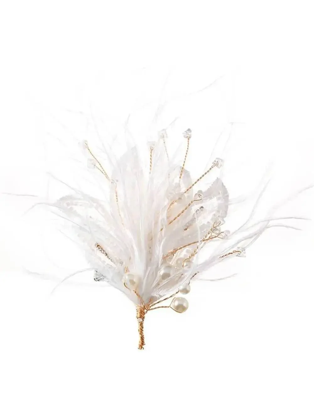 CZ Feather Bouquet Brooch and Hair Pin, White, brooch, Hair pin, Unique jewelry
